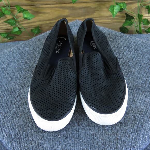 SPERRY Women's Slip-On Black Leather Sz 8.5 Medium Gently Used 2025 - Picture 2 of 6
